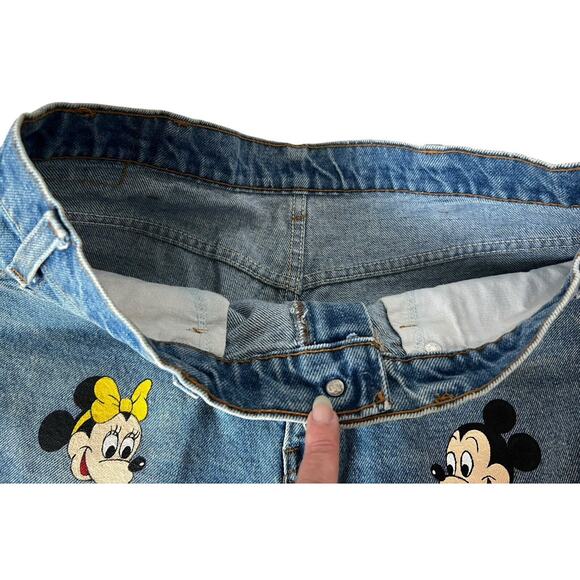 Vintage Levi's 517 Mickey & Minnie Cut Off High Waist Shorts sz 34 - Picture 3 of 7
